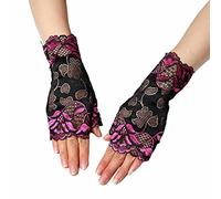 Orcle Mitaines courtes en dentelle pour femme - Pour la conduite, la danse, le bal - Fuchsia - #8