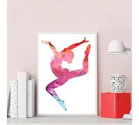 ORCOW Gymnastique Mur Art Toile Affiche Imprime des Images, Gymnaste Citation Signe Peinture Colorée Aquarelle Affiches Peintures, Peintures Murales Décoration Murs De Chambre 50X70Cm