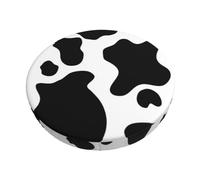 OrcoW Housses de tabouret de bar rondes en velours doux avec imprimé vache noire et blanche, lavables et élastiques - 33 cm