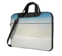 OrcoW Sac d'ordinateur portable imprimé sable de mer transparent sac à bandoulière sac à bandoulière étanche pour ordinateur portable mallette avec poignée pour 13 14 15,6 pouces, Noir , 14 inch