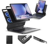 ORDA Cas du Clavier pour Samsung Galaxy Tab S10 + / S9 FE + / S8 + / S7 FE + 12,4 "Clavier Qwertz avec trackpad, clé AI, Mode Dex, Support magnétique, Support S-Pen, éclairage