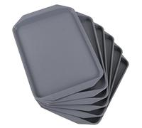 Ordate Plateaux de Service en Plastique pour Restauration Rapide Rectangulaire Grand, Gris, Ensemble de 6
