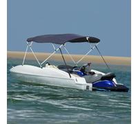 Ordellia 4 Bow Bimini Top avec panneaux latéraux, 243 x 170 à 182 x 137 cm, polyester 600D avec revêtement PU, imperméable, protection UV, pour bateau pneumatique et kayak, avec sac de rangement