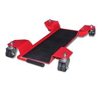 Ordellia Aide à la maniabilité de moto, rouge, en acier avec surface laquée, 60 x 41,5 x 8 cm, capacité de charge de 100 kg, roulettes pivotantes à 360°, dispositif de freinage pour garage et atelier
