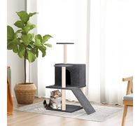 Ordellia Arbre à chat avec colonnes en sisal, arbre à grimper avec grotte, hamac, plateforme et peluche, gris foncé, 47 x 47 x 82 cm, pour l'entretien des griffes et le jeu en intérieur