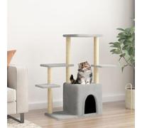 Ordellia Arbre à Chat avec griffoirs en sisal Gris Clair 97,5 cm pour Grimper Jouer Dormir se percher se Cacher et grattoir dans Salon ou Appartement