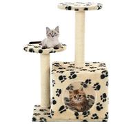 Ordellia Arbre à Chat Beige avec griffoir en sisal 60 cm, Maison, Plateforme, étagère, hamac et cachette pour Chatons, idéal pour Grimper, Jouer, se Reposer et satisfaire l'instinct de grattage