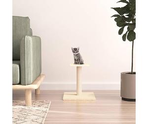 Ordellia Arbre à chat en sisal avec plateforme - Meubles à gratter avec peluche - Colonne à gratter et tronc à griffer pour l'entretien des griffes - 38 cm - Crème - Pour le salon et l'intérieur