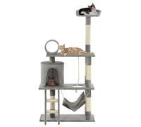 Ordellia Arbre à Chat Gris de 140 cm avec griffoirs en sisal, Tour, Niche, hamac, Maison, perchoirs et escalier pour Chat, idéal pour Jouer, Dormir, se Reposer ou se Cacher dans Un intérieur