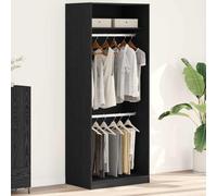 Ordellia Armoire à penderie, aspect chêne noir, 80 x 50 x 200 cm, avec 2 étagères, peu encombrant, pour chambre à coucher, couloir et vestiaire