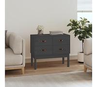 Ordellia Armoire Console Gris en Bois de pin Massif 90x40x78 cm, Buffet Console avec 4 tiroirs pour Couloir Chambre Salon Bureau, Rangement et Affichage