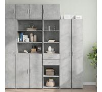 Ordellia Armoire haute, étroite, grise, 45 x 42,5 x 225 cm, en matériau dérivé du bois, avec 6 compartiments, polyvalente, pour cuisine et salon