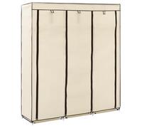 Ordellia Armoire pliante avec compartiments et tringle à vêtements Crème 150 x 45 x 175 cm Armoire en tissu non tissé avec fermeture éclair pour un espace de rangement peu encombrant dans la chambre à