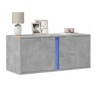 Ordellia Armoire TV murale avec éclairage LED, gris béton, 80 x 31 x 35 cm, centre de divertissement flottant pour salon et chambre à coucher
