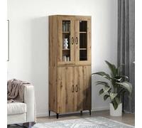 Ordellia Arteferretto Buffet haut en 2 parties en chêne artisanal - Armoire de rangement fine - 69,5 x 34 x 180 cm - Durable - Pour salon et salle à manger