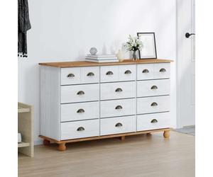 Ordellia ASKIM Commode à tiroirs blanche en pin massif, 12 tiroirs, 79 x 40 x 133,5 cm, espace de rangement pour linge, vêtements, couloir, chambre à coucher, salon et bureau