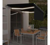 Ordellia Auvent Automatique rétractable 4,5 x 3 m Anthracite avec capteur de Vent LED, Store motorisé pour terrasse Balcon Jardin pergola Marquise Brise Vue
