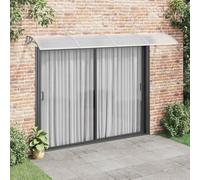 Ordellia Auvent de Porte Gris en Polycarbonate 350 x 100 cm, Cadre en Aluminium et Supports ABS, Protection Contre la Pluie Neige, pour entrée terrasse Balcon