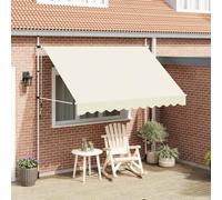 Ordellia Auvent Manuel rétractable 300 cm crème, Store banne Pare Soleil extérieur, Polyester PU Hydrofuge, Cadre Acier, Projection 120 cm, manivelle Droite ou Gauche