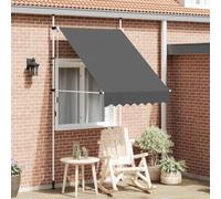 Ordellia Auvent Manuel rétractable Anthracite 150 cm, Toile Polyester enduite PU, Projection 120 cm, Cadre Acier, manivelle Gauche Droite, pour terrasse Balcon Jardin, Protection ombrage
