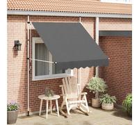 Ordellia Auvent Manuel rétractable Anthracite 200 cm, Toile en Polyester polyuréthane, Projection 120 cm, Cadre Acier, manivelle Gauche ou Droite, Protection ombrage extérieur terrasse Balcon Jardin