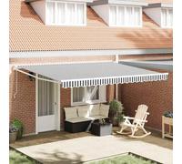 Ordellia Auvent rétractable Anthracite et Blanc 4,5x3 m Tissu Polyester PU, Cadre Aluminium Enduit de Poudre, Store auvent Manuel pour terrasse Balcon, Pare Soleil et Brise Vue