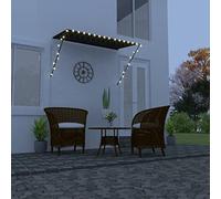 Ordellia Auvent rétractable avec LED Panneau Solaire 250 x 150 cm Anthracite, Toile Polyester revêtement PA, Cadre Acier, Store Manuel pour terrasse Balcon Jardin, ombrage et Protection Pluie