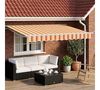 Ordellia Auvent rétractable électrique 2,5 x 2 m, Store banne Enrouleur motorisé Jaune Orange Blanc, Semi-Cassette avec télécommande, pour pergola terrasse Jardin, Protection ombrage et Brise Vue
