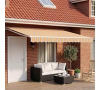 Ordellia Auvent rétractable électrique 4 x 3 m Bleu Orange Blanc, Store auvent banne motorisé, pergola tonnelle Marquise pour terrasse Jardin, Protection ombrage intempéries