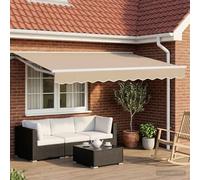 Ordellia Auvent rétractable électrique Beige et Blanc 3 x 2,5 m Store banne motorisé Enrouleur Semi Cassette pour terrasse Jardin pergola, Pare Soleil Protection Contre Pluie et Vent
