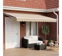 Ordellia Auvent rétractable électrique Beige et Blanc 4 x 3 m, Store de pergola Enrouleur motorisé, Cadre Aluminium Polyester, Toile Semi-Cassette, pour terrasse Jardin