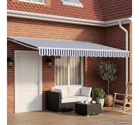 Ordellia Auvent rétractable électrique Bleu et Blanc 4 x 2 m, Store banne motorisé avec télécommande, Toile Polyester, pergola terrasse Jardin, Protection ombrage