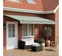Ordellia Auvent rétractable électrique en Polyester et Aluminium Vert Blanc Anthracite 4,5 x 3 m Store banne motorisé télécommande Panneaux solaires ombrage extérieur