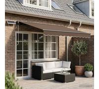 Ordellia Auvent rétractable électrique Taupe 5 x 3 m Store banne pour pergola, Protection Ombre, Toile Enrouleur motorisé avec télécommande et manivelle Semi-Cassette
