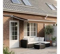 Ordellia Auvent rétractable électrique Taupe Store banne Enrouleur motorisé 100 pour Cent Polyester Aluminium, Panneaux solaires et télécommande, pour terrasse Balcon Jardin