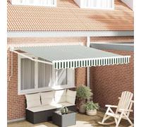 Ordellia Auvent rétractable Vert et Blanc 300 x 250 x 165 cm Store auvent banne Pare Soleil pergola Marquise Mural Manuel avec Toile et Protection Ombre Pluie