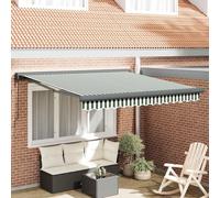 Ordellia Auvent rétractable Vert et Blanc 350 x 250 x 165 cm, Store Enrouleur Tissu Polyester et Cadre métal, Pare Soleil extérieur pour terrasse Jardin