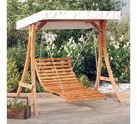 Ordellia Balancelle de jardin avec toit en épicéa massif avec finition teck, balançoire de jardin avec chaînes, protection solaire et toit crème pour terrasse, balcon, véranda et jardin
