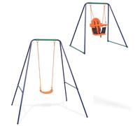 Ordellia Balançoire simple 2 en 1 et balançoire pour bébé - Balançoire de jardin avec cadre en acier - Balançoire pour bébé - Balançoire d'extérieur pour tout-petits et enfants - 170 x 145 x 180 cm