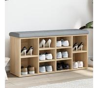 Ordellia Banc à chaussures en chêne Sonoma avec coussin gris clair - 102 x 32 x 50 cm - Espace de rangement pour couloir, couloir - Pour mettre de l'ordre