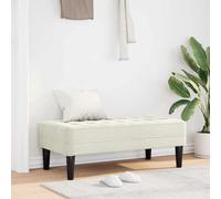 Ordellia Banc avec coussin en velours crème, 113 x 57 x 39 cm, pieds en contreplaqué, banc rembourré pour salle à manger, couloir, salon, banc de garde-robe avec assise pour 2 personnes