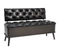 Ordellia Banc avec espace de rangement et dossier, 110 cm, noir, en cuir synthétique, banc de couloir, banc rembourré, banc à chaussures, pour couloir, couloir, chambre à coucher, salon
