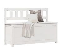 Ordellia Banc blanc en pin massif 110 x 41 x 76,5 cm Banc coffre avec dossier espace de rangement pour couloir et entrée