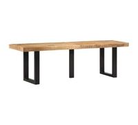 Ordellia Banc de 160 cm en bois massif de manguier brut et acier, banc de style industriel, banc de couloir avec bord d'arbre, 160 x 35 x 45 cm, pour salon, couloir et entrée