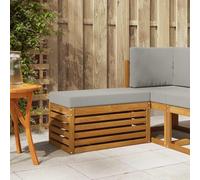 Ordellia Banc de Jardin en Bois d’Acacia Massif Naturel, Style Moderne pour Balcon Patio, canapé Module avec Coussin Gris Clair, Assise et Pouf, résistant aux intempéries
