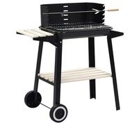 Ordellia Barbecue au Charbon de Bois avec roulettes, Support Robuste, réglable en Hauteur, Grille chromée, kit rôtissoire, idéal pour Jardin, terrasse et Camping, Cuisson Facile et Pratique