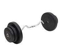 Ordellia Barre d'haltères ondulée avec plaques 60 kg Acier chromé, Disque réglable pour Musculation, entraînement Force, Exercices de Force à Domicile, Grip antidérapant, Ensemble Complet