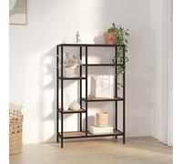 Ordellia Bibliothèque 80 x 30 x 120 cm, en acier et matériau dérivé du bois, à 4 niveaux, robuste, pour livres, plantes, décoration, idéale pour le salon, le bureau, la chambre à coucher