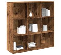 Ordellia Bibliothèque aspect bois vieilli 98 x 29 x 97,5 cm, étagère sur pied avec 9 compartiments, matériau en bois solide pour livres, DVD, magazines, organiseur cube polyvalent