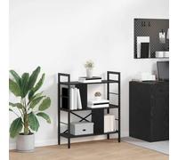 Ordellia Bibliothèque aspect chêne noir, 75 x 30 x 91 cm, design industriel avec 5 étagères, matériau en bois robuste et cadre en acier pour salon, bureau, style loft